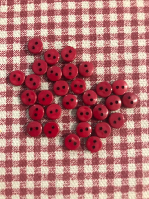10 Clear Red Buttons, 1 1/8 Bright Red Clear Buttons, Sewing